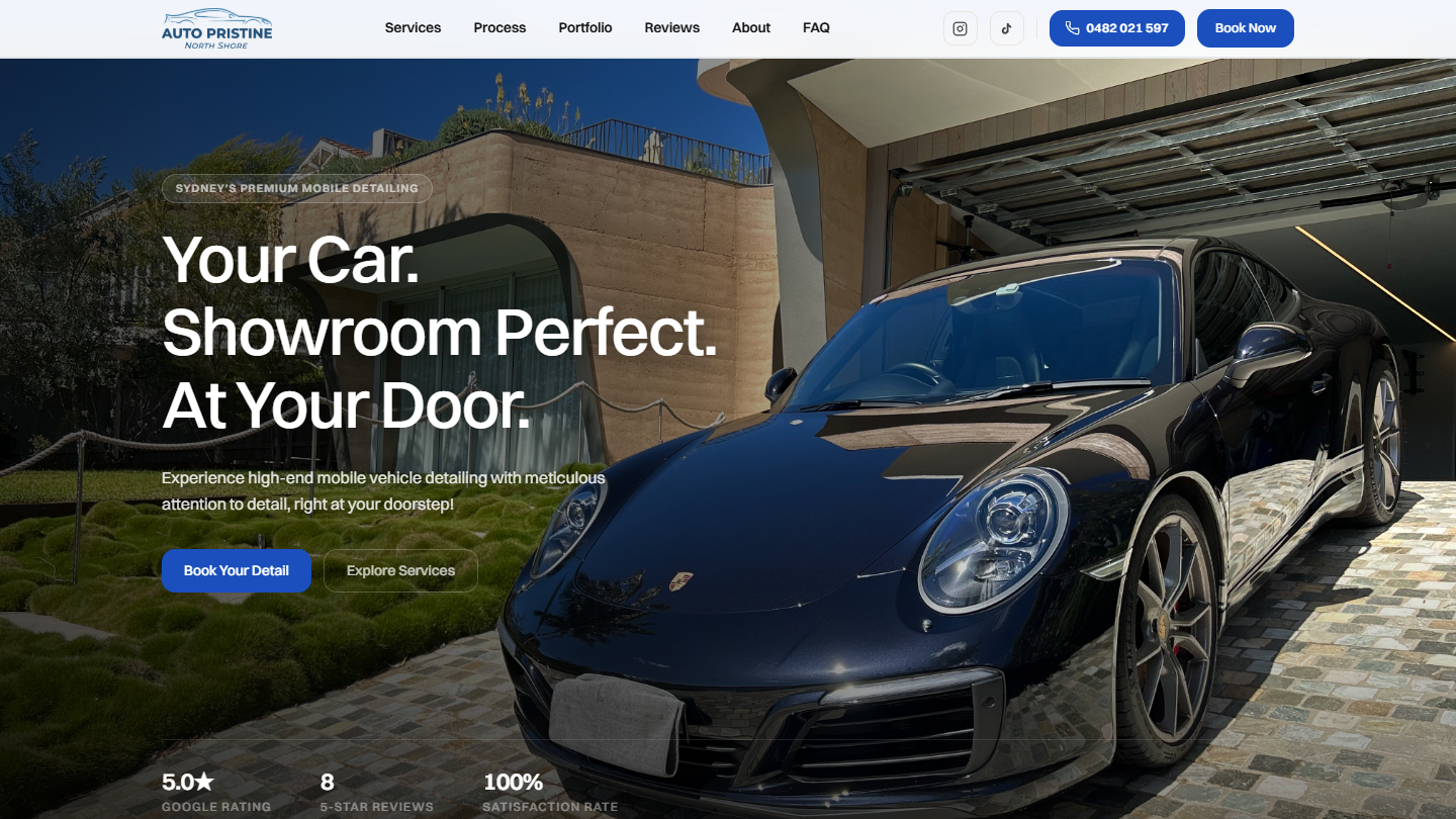 Auto Pristine mobile car detailing website by Kovax
