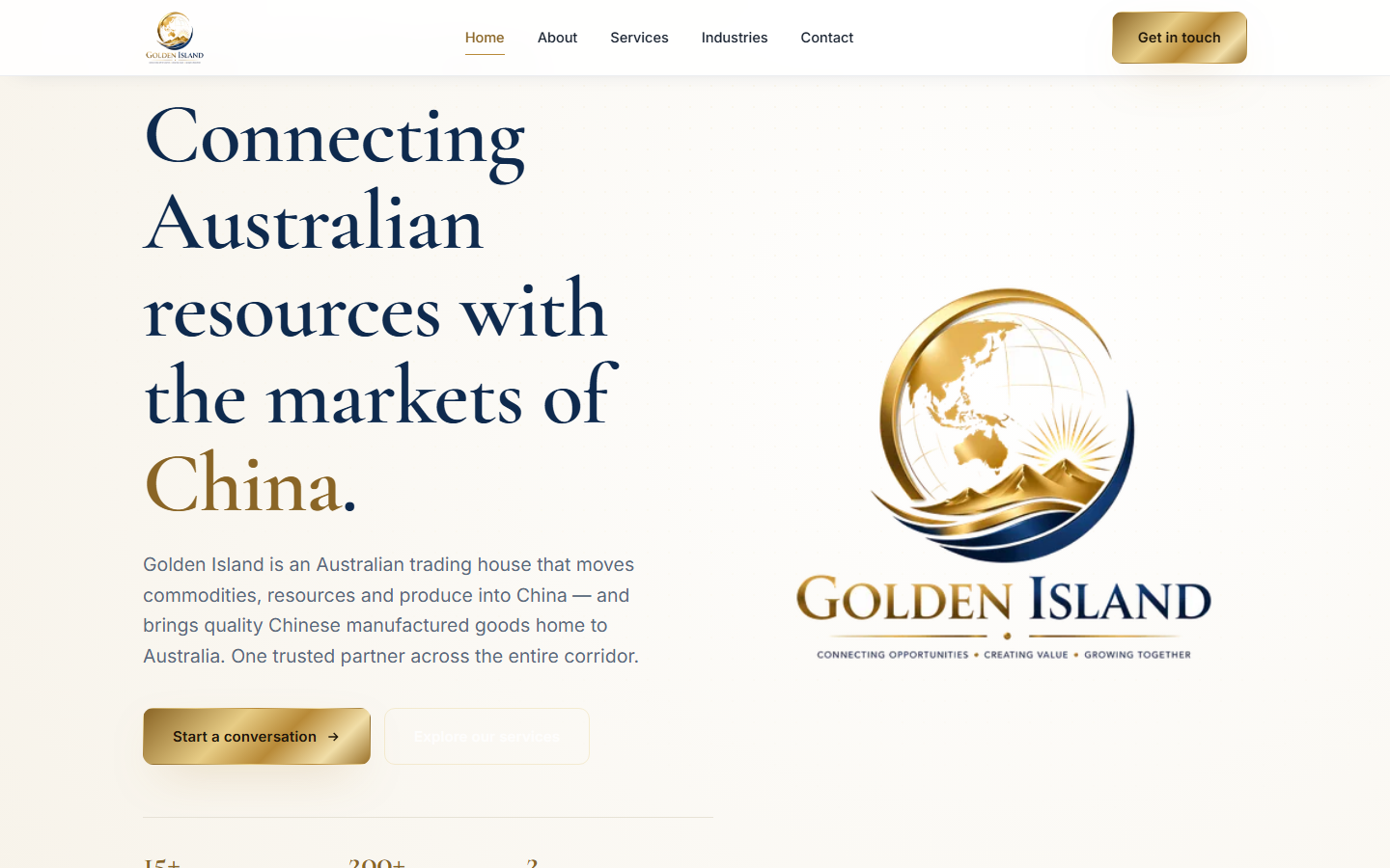 Golden Island Australia-China trading house website by Kovax